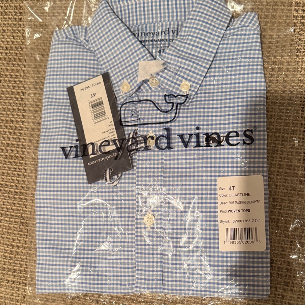 Vineyard Vines Light Blue Gingham boys Shirt